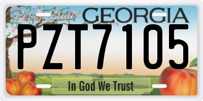 GA license plate PZT7105
