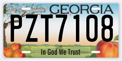 GA license plate PZT7108
