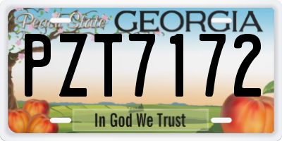 GA license plate PZT7172