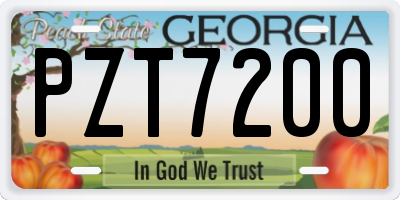 GA license plate PZT7200