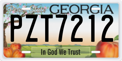 GA license plate PZT7212