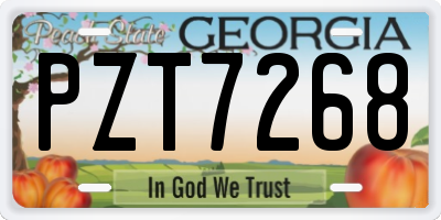 GA license plate PZT7268
