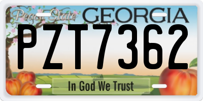 GA license plate PZT7362