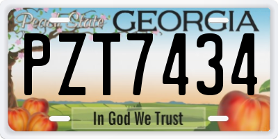GA license plate PZT7434