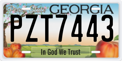 GA license plate PZT7443