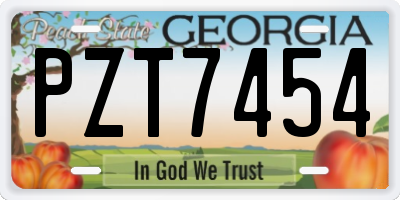 GA license plate PZT7454