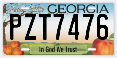 GA license plate PZT7476
