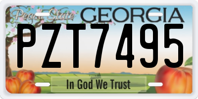 GA license plate PZT7495