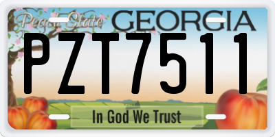 GA license plate PZT7511