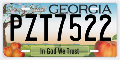 GA license plate PZT7522