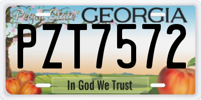 GA license plate PZT7572