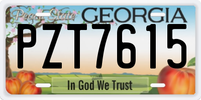 GA license plate PZT7615