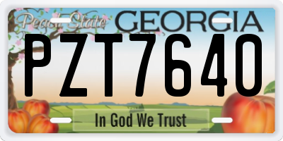 GA license plate PZT7640