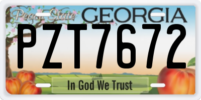 GA license plate PZT7672