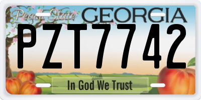 GA license plate PZT7742