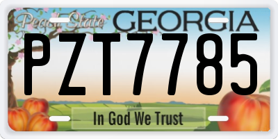 GA license plate PZT7785