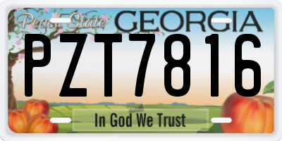 GA license plate PZT7816