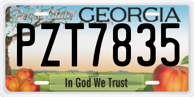 GA license plate PZT7835