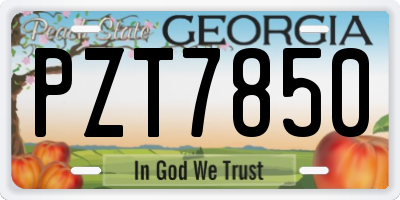 GA license plate PZT7850