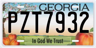 GA license plate PZT7932