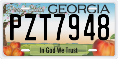GA license plate PZT7948