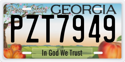 GA license plate PZT7949