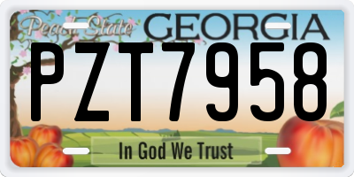 GA license plate PZT7958