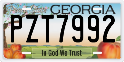 GA license plate PZT7992