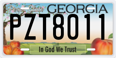 GA license plate PZT8011