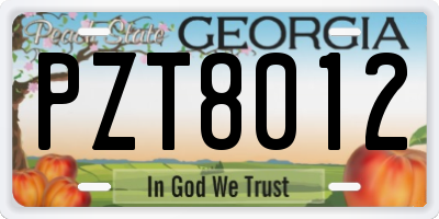 GA license plate PZT8012