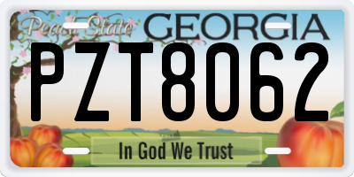 GA license plate PZT8062