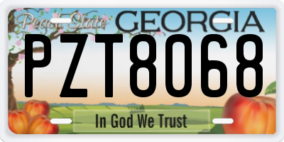 GA license plate PZT8068