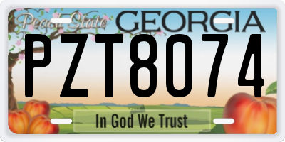 GA license plate PZT8074