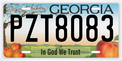 GA license plate PZT8083