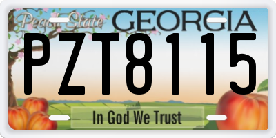 GA license plate PZT8115