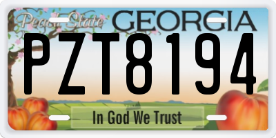 GA license plate PZT8194