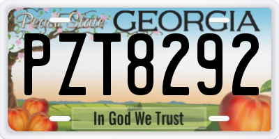 GA license plate PZT8292