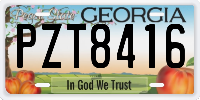 GA license plate PZT8416