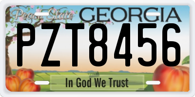 GA license plate PZT8456