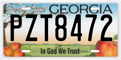 GA license plate PZT8472