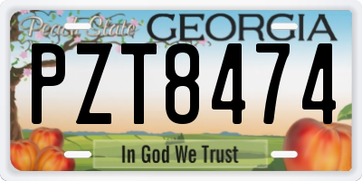 GA license plate PZT8474