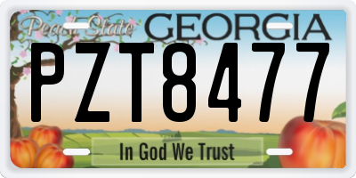GA license plate PZT8477