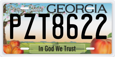 GA license plate PZT8622