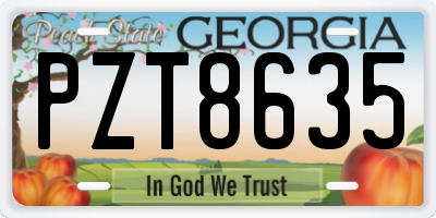 GA license plate PZT8635