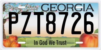 GA license plate PZT8726