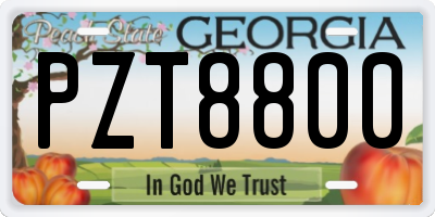 GA license plate PZT8800