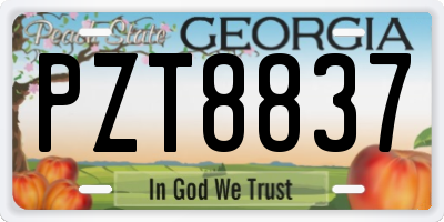 GA license plate PZT8837