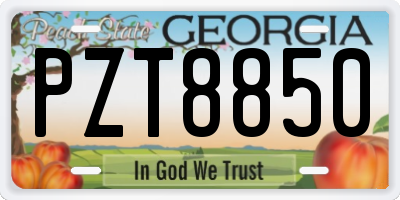 GA license plate PZT8850