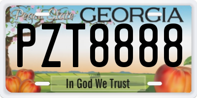 GA license plate PZT8888