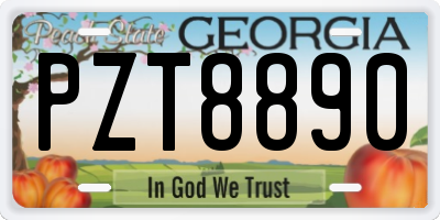 GA license plate PZT8890